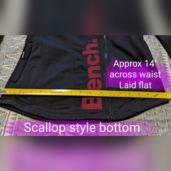 Size small, BENCH long sleeve zip up sweater/jacket in black w/BENCH red logo - Picture 11 of 11